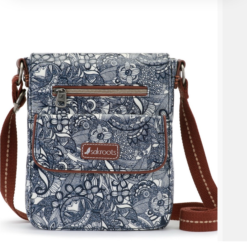 Sakroots Blue and Brown Messenger Bag with Paisley Print